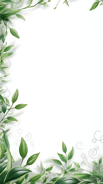 Frame a foglie su sfondo bianco professionale di alta qualità per le vostre esigenze di post sui social media