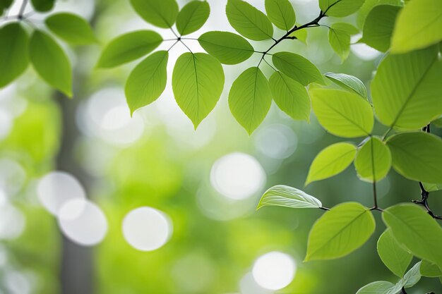 葉と草が不鮮明な背景を背景に