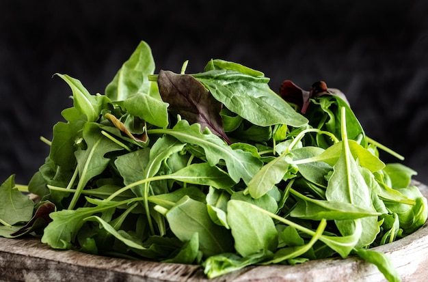 Leaves mix of spinach greens arugula and basil