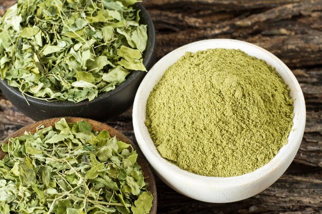 Leaves and moringa powder super food and natural medicine Moringa oleifera