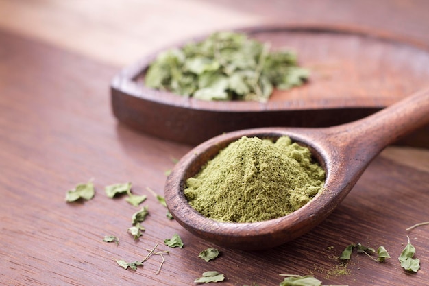 Leaves and moringa powder super food and natural medicine Moringa oleifera