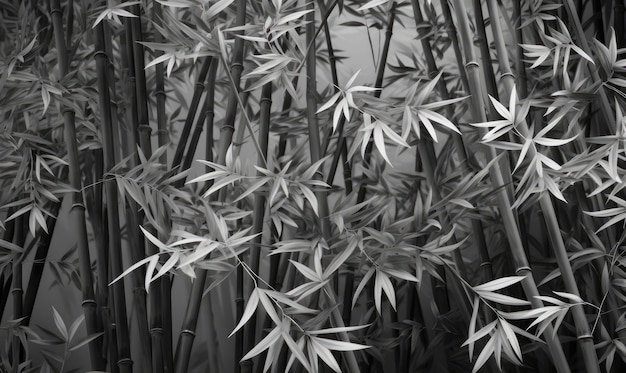 Foto foglie nella luce notturna carta da parati strutturata bambù della foresta in modalità visione notturna sfondo per banner cartolina illustrazione libro creato con strumenti di intelligenza artificiale generativa