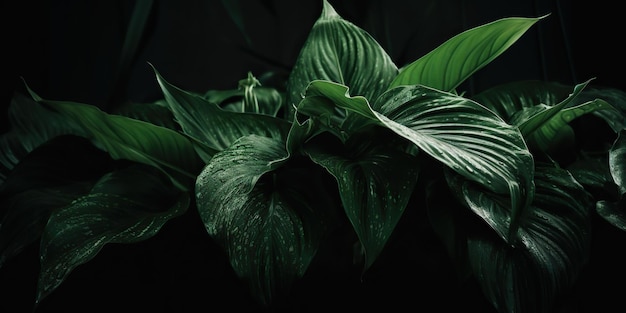 Фото Листья spathiphyllum cannifolium абстрактно-зеленые темная текстура натуральный фон