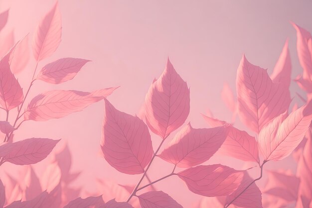 写真 パステル ピンクの背景の葉 ai 生成