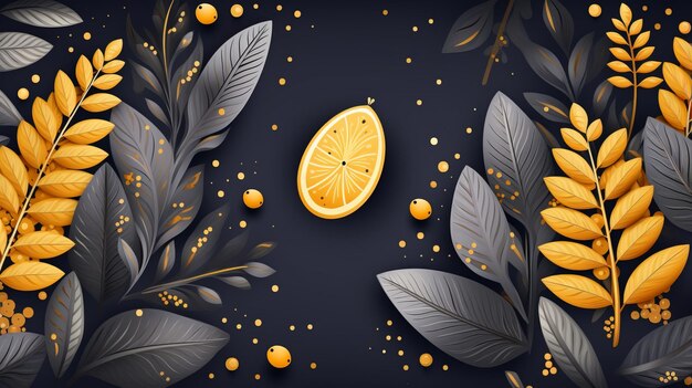 leaves and oranges on a dark background