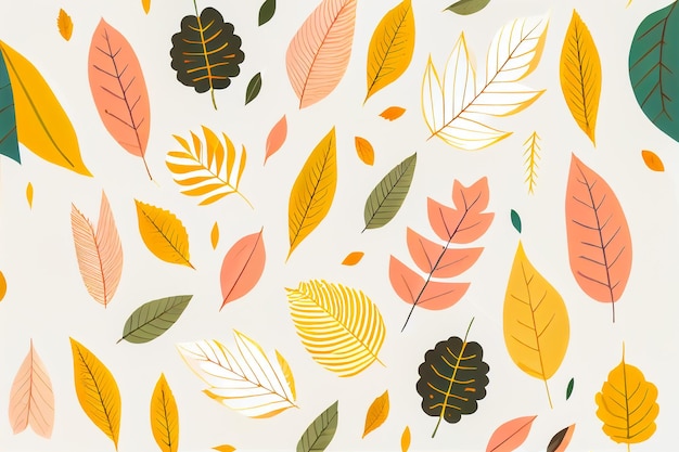Leaves pattern on white background Generative AI