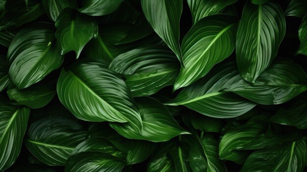 Photo leaves of spathiphyllum cannifolium background texture tropical leaf