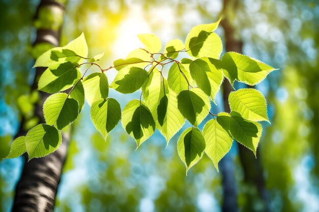Foto le foglie di un albero sono verdi alla luce del sole
