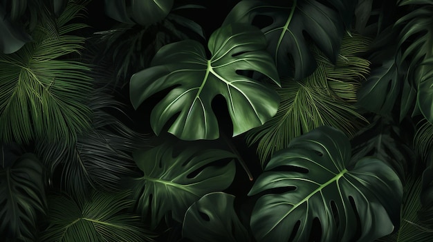 Photo leaves tropical background. green background