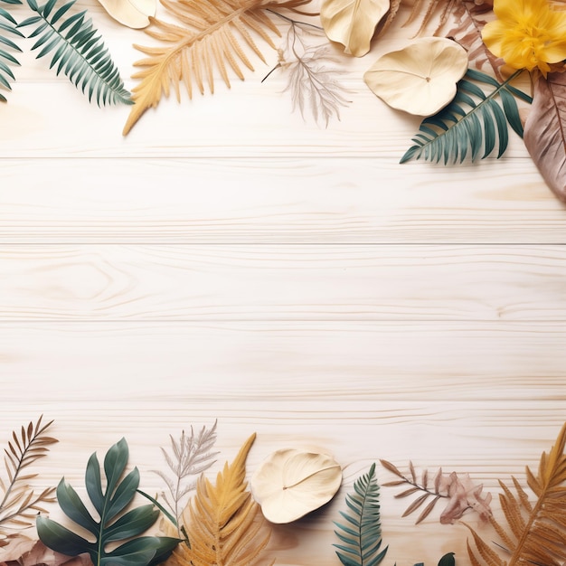 Leaves on Wooden Background Autumn Background