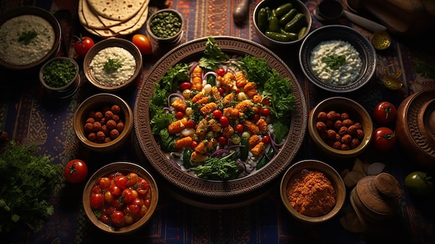 Photo lebanese cuisine food on a table in a restaurant