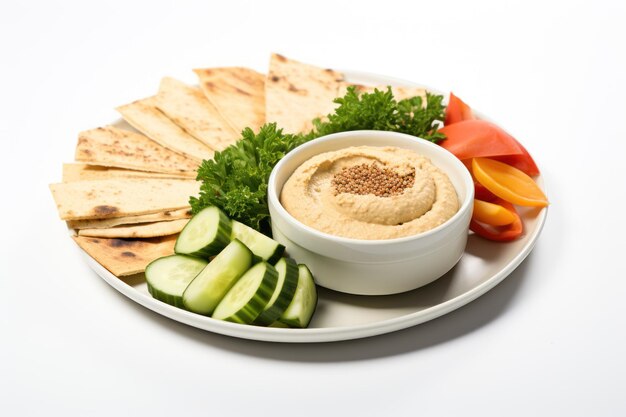 Lebanese Hummus Plate on white background