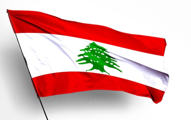 lebanon 3D waving flag and white background Image