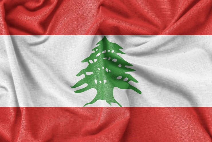 Lebanon country flag background realistic silk fabric