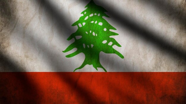 Lebanon Flag waving in the wind with 3d style background