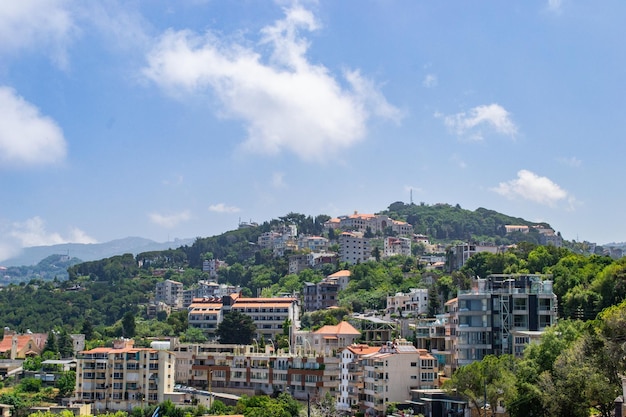 lebanon Jounieh Beirut cityscape coast landscape high up sky clouds mounatins mediterranean sea