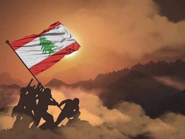 Lebanon National Flag symbol on satin fabric 3d illustration for National Day Celebrations