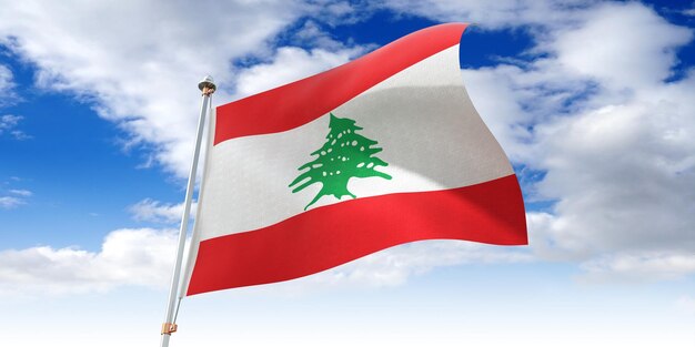 Lebanon waving flag 3D illustration