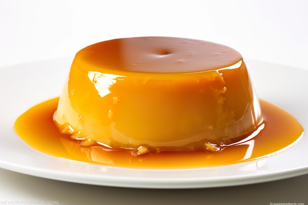 Leche Flan custard made with egg yolks condensed milk and caramel syrup AI generative