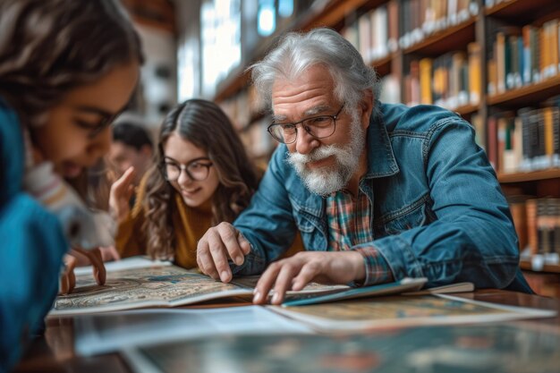 A lecturer helping out high school pupils Generative Ai