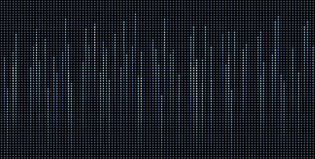 Photo led color dot, display, screen color grain digital dots on a black grid technical industry light point running in a straight line 3d illustration