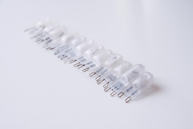 Led light bulbs on a white background closeup