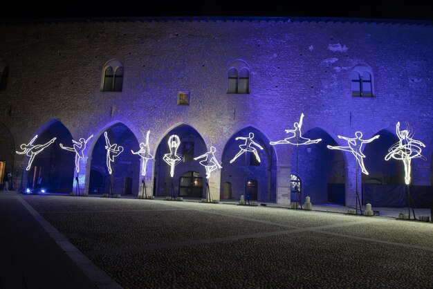 LED light installation in the square in Bergamo