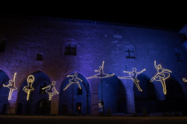 LED light installation in the square in Bergamo