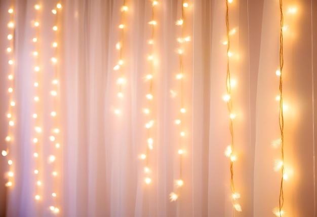 led light wall garland on white tulle fabric backdrop