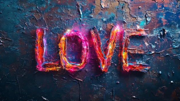 LED Love concept creative horizontal art poster