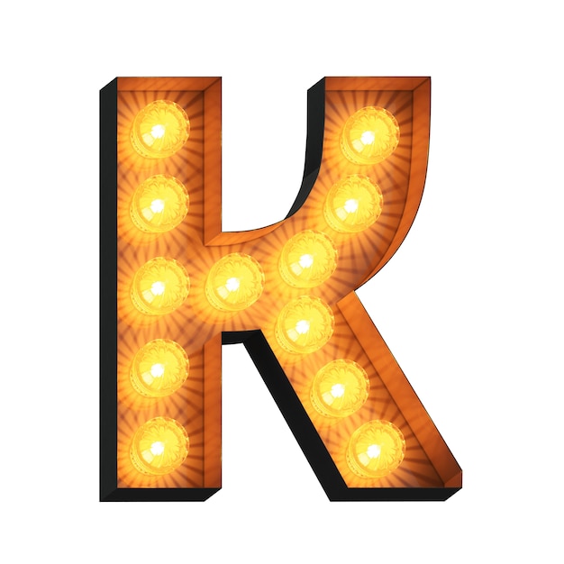 LED Marquee letter K op witte achtergrond