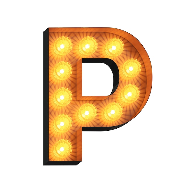 LED Marquee letter P op witte achtergrond