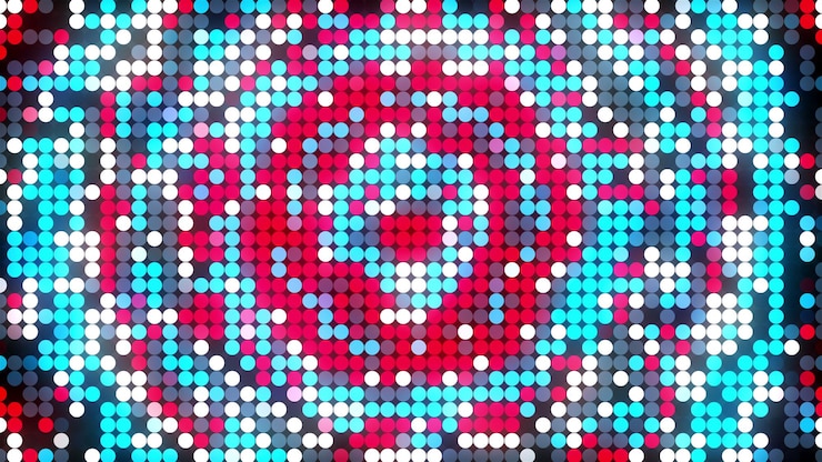 Photo led screen dots abstract background 3d rendering computer generating led display technology display