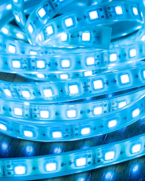 Led strip light background closeup