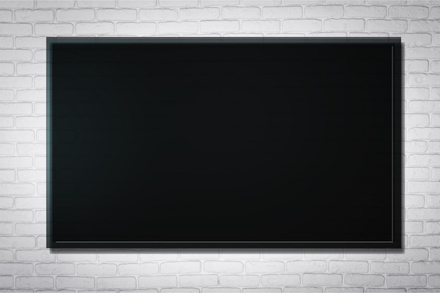 Photo led tv or blackboard on gray concrete wall            - image