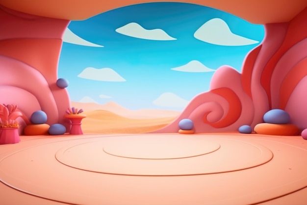 Foto leeg 3d cartoon achtergrondbehang voor kinderen en animatie