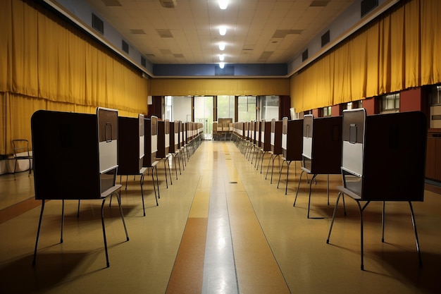 Foto leeg auditorium met stembureaus