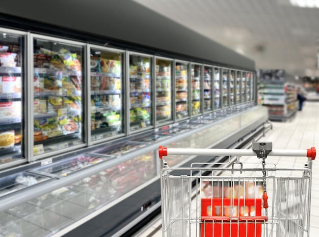 leeg bevroren voedsel uit een supermarktvrieskast