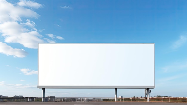 Leeg billboard met wit scherm en lucht achtergrond Advertentieruimte voor bedrijven Mockup afbeelding