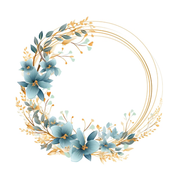 Leeg bruiloft bloemen cirkel ontwerp element platte stijl op witte achtergrond