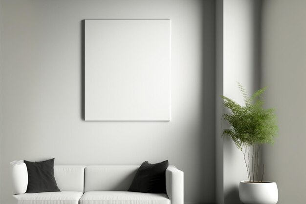 Leeg canvas dat aan de muur hangt en wordt gebruikt voor mockups Generatieve AI