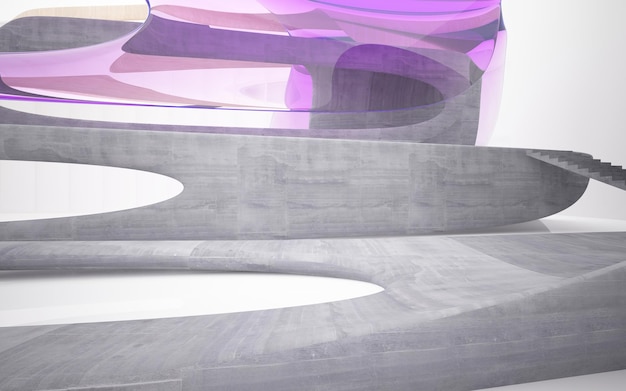 Leeg donker abstract beton en hout glad interieur Architecturale achtergrond 3D illustratie