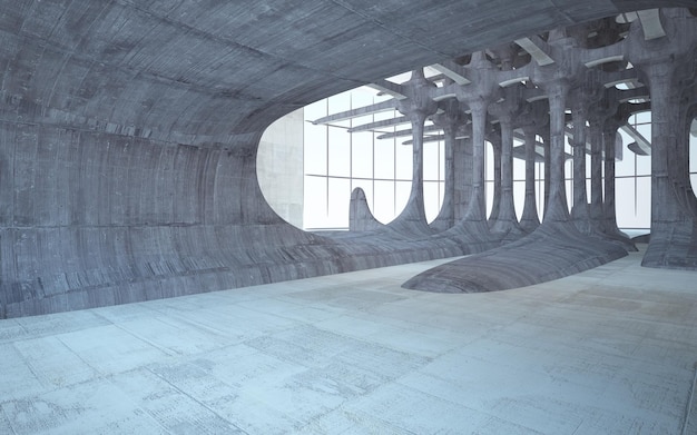Leeg donker abstract beton glad interieur Architecturale achtergrond 3D illustratie en render