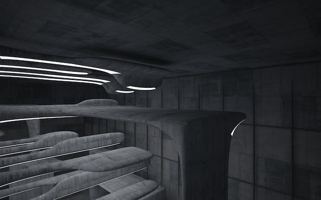 Leeg donker abstract beton glad interieur Architecturale achtergrond 3D illustratie en render