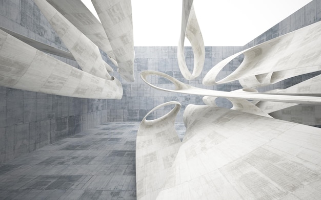 Leeg donker abstract beton glad interieur. Bouwkundige achtergrond. 3D illustratie en geef terug