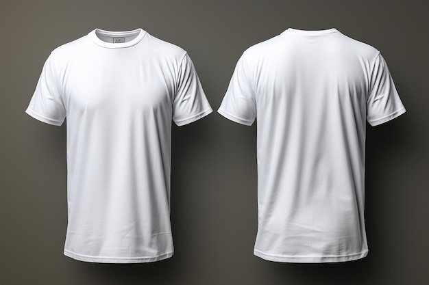 Leeg en leeg wit t-shirt mockup voor- en achterbeeld foto realistisch