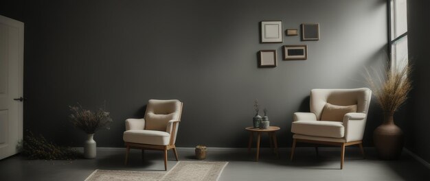 Leeg fotolijstmodel op bureau Scandinavische minimalistische stijl Interieurartikelen