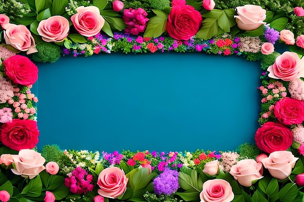 Leeg frame voor tekst met bloem eromheen