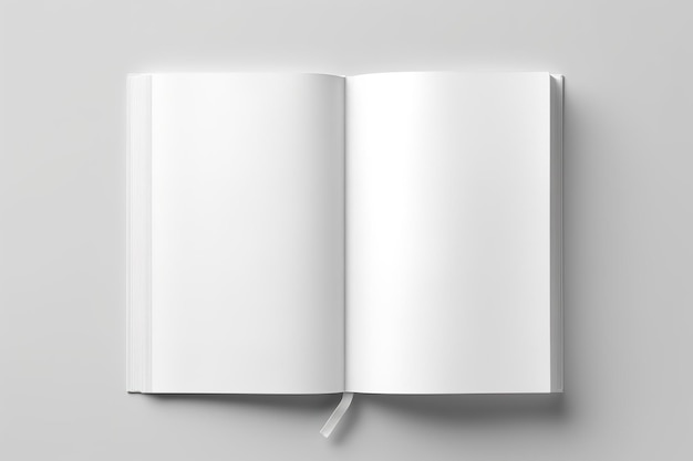 Leeg geopend boek mockup top view geïsoleerd op witte achtergrond Generatieve AI