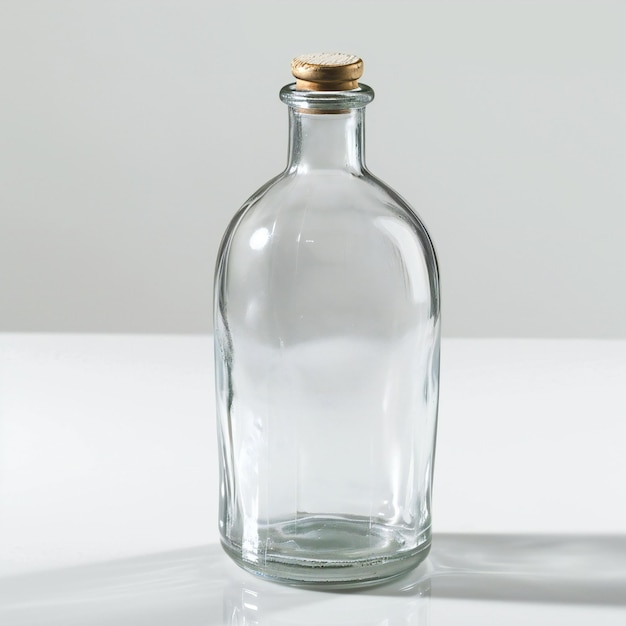 Leeg glazen fles geïsoleerd op witte achtergrond